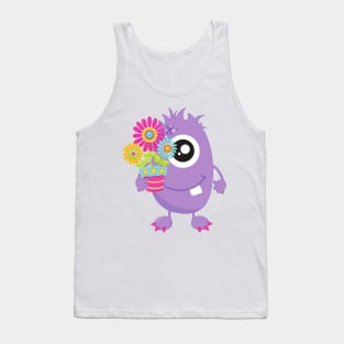 Spring Monster, Purple Monster, Colorful Flowers Tank Top